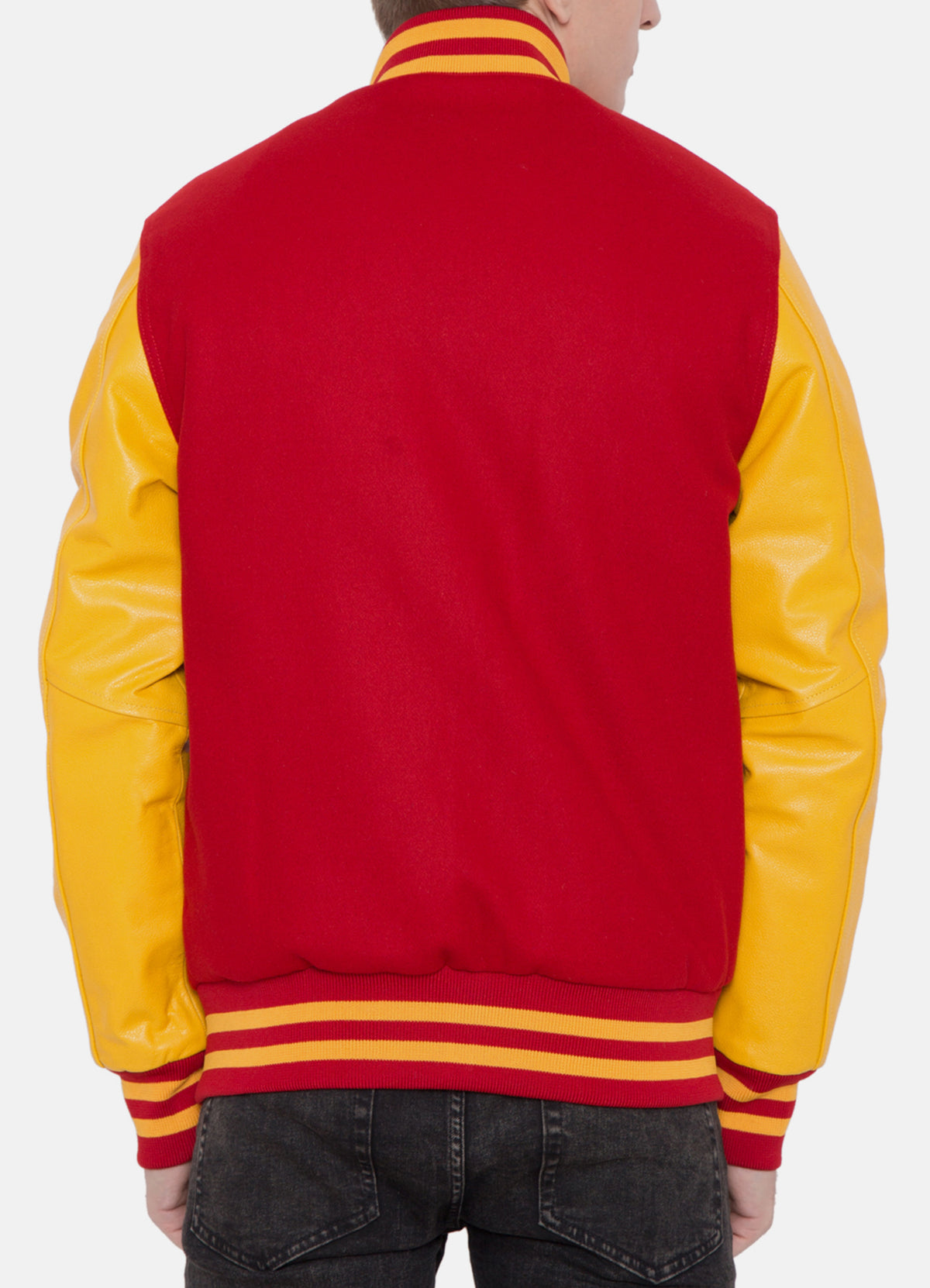 Mens Iconic Red and Yellow Varsity Jacket | Elite Jacket
