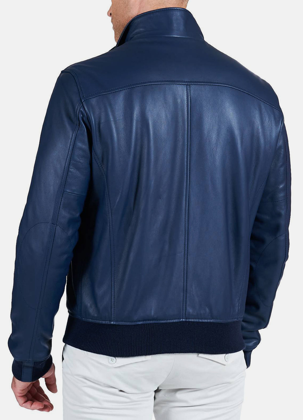 Mens Shiny Blue Bomber Leather Jacket | Elite Jacket