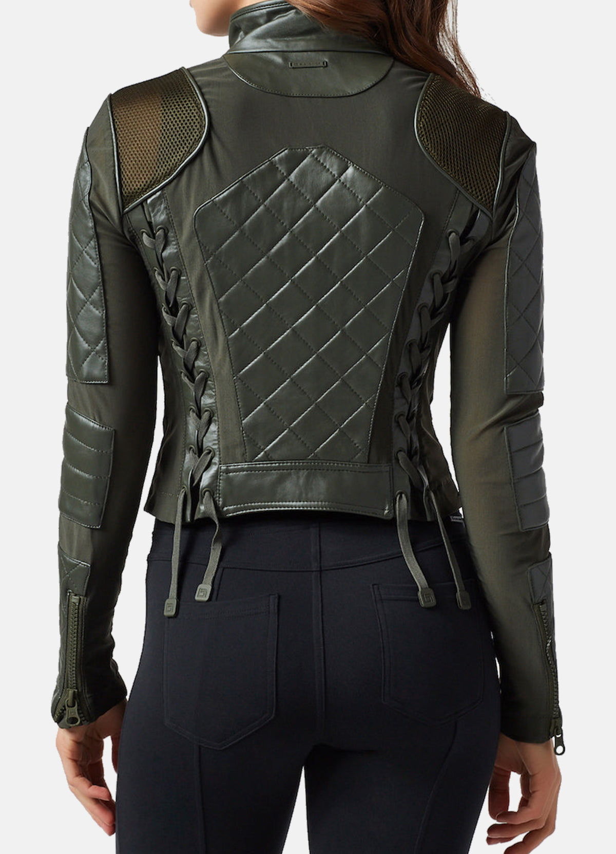 Womens Olive Green Biker Leather Jacket | Elite Jacket