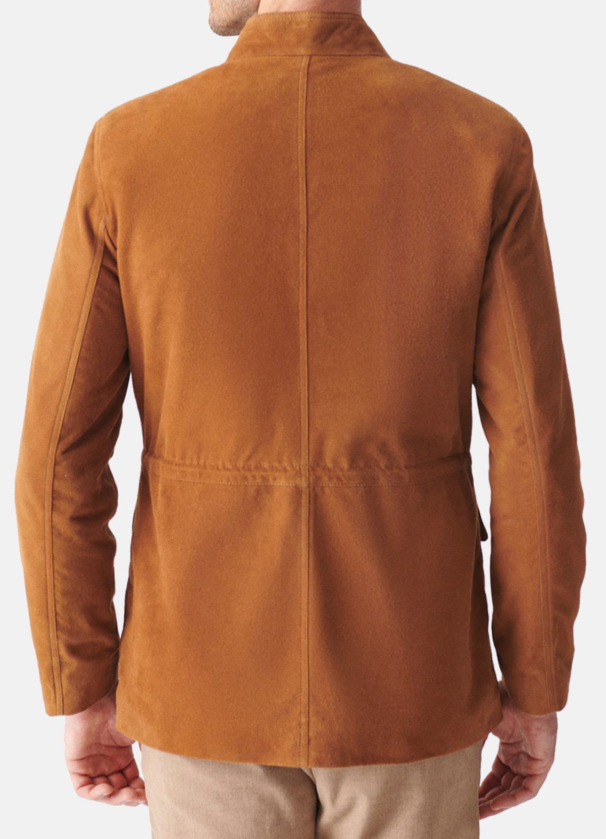 Mens TAN Long Length Suede Leather Jacket | Elite Jacket