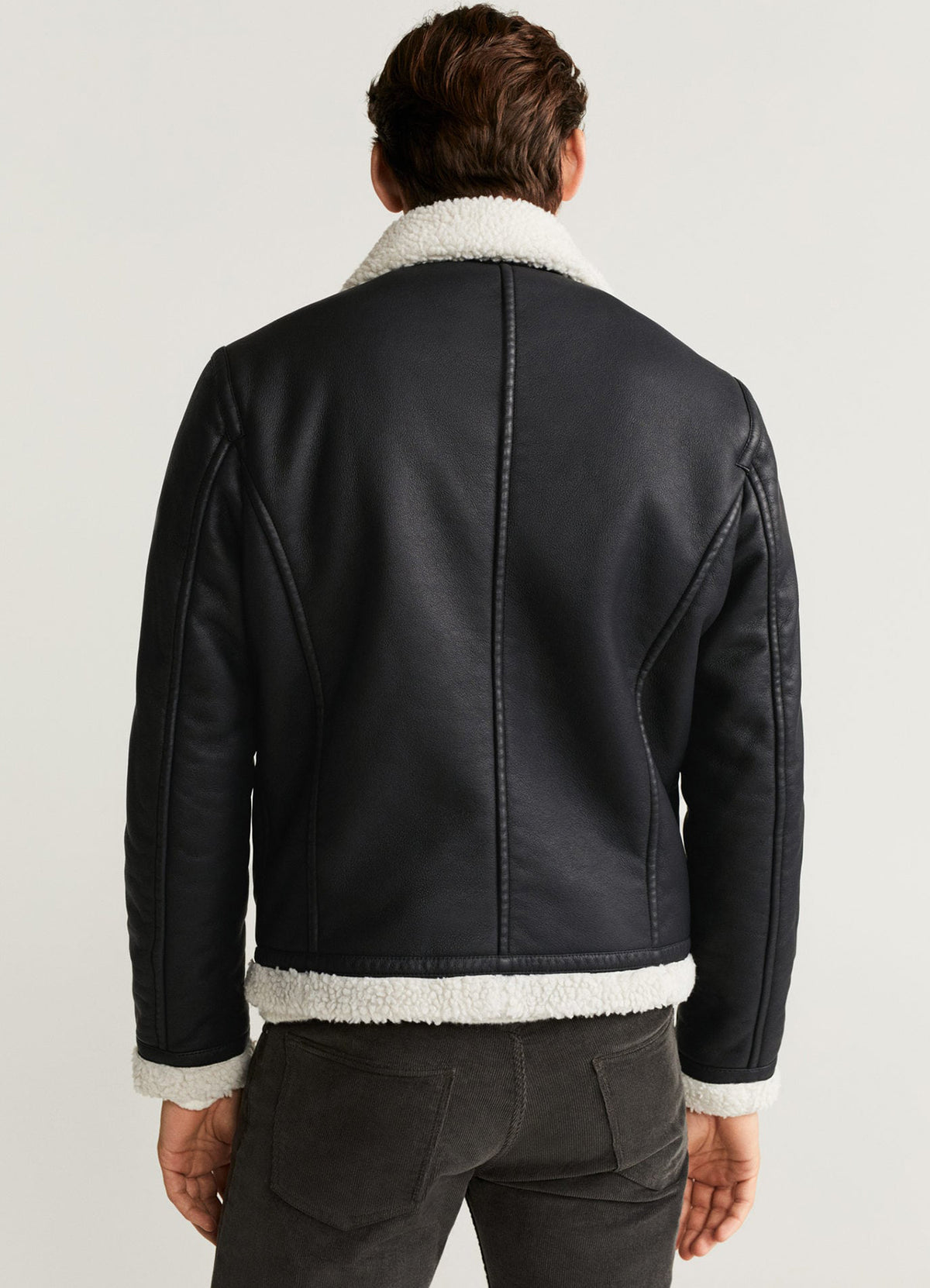 Mens Classic Black Shearling Leather Jacket | Elite Jacket