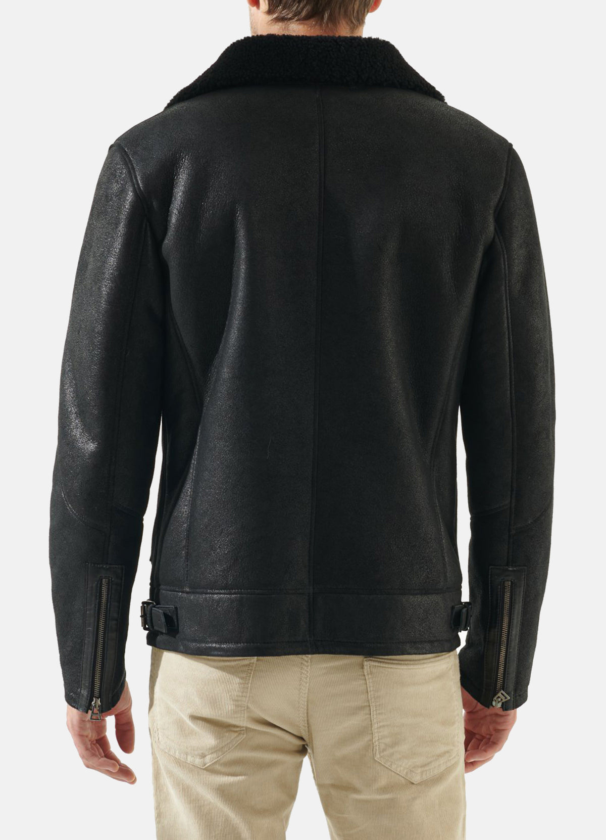 Mens Jade Black Shearling Leather Jacket | Elite Jacket