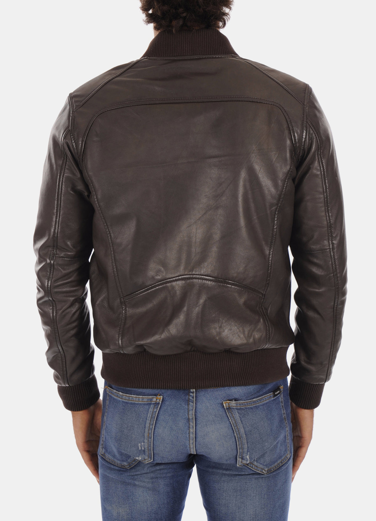 Mens Dark Brown Vintage Bomber Leather Jacket