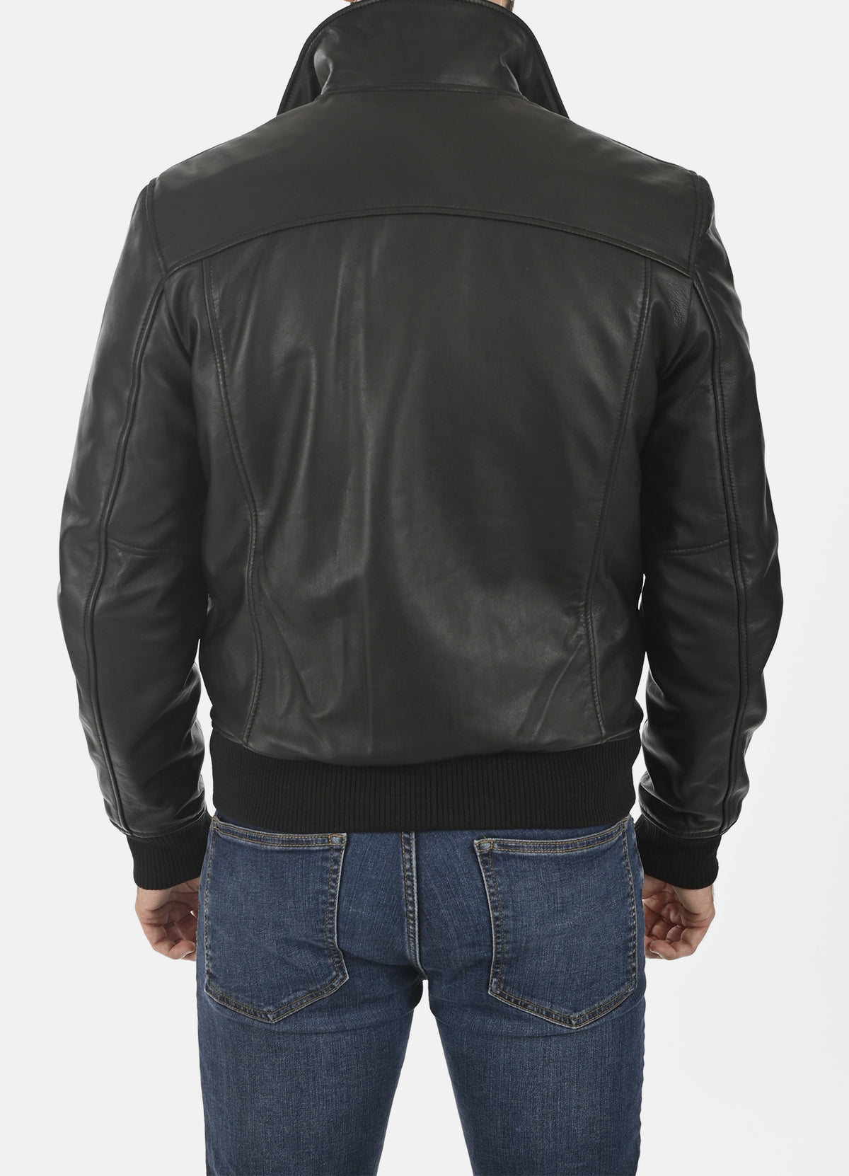 Mens Pitch Black Bomber Leather Jacket | Elite Jacket