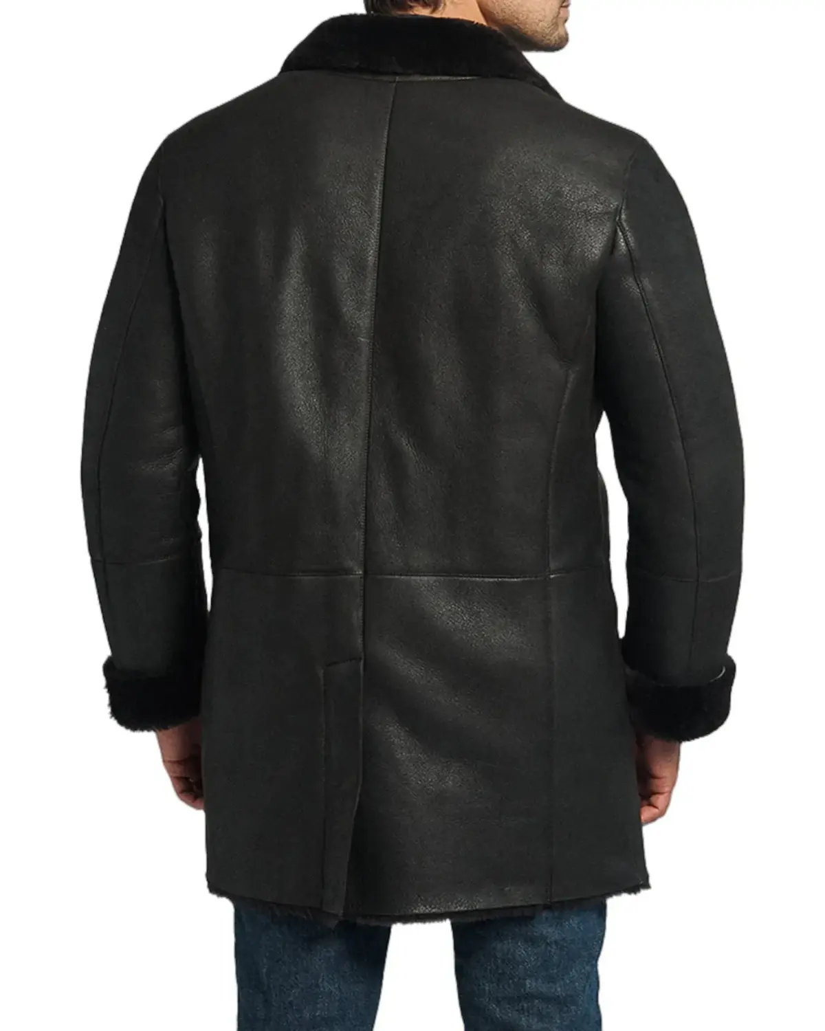 Mens Authentic Black Shearling Leather Coat | Elite Jacket