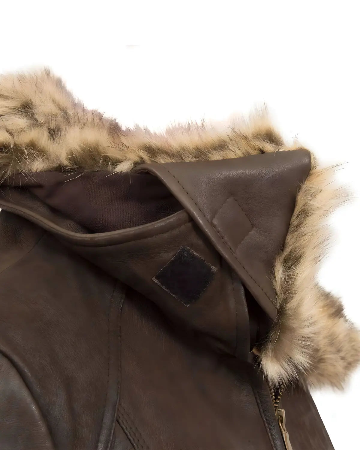 Womens Fur Collar Brown Leather Jacket | Elite Jacket