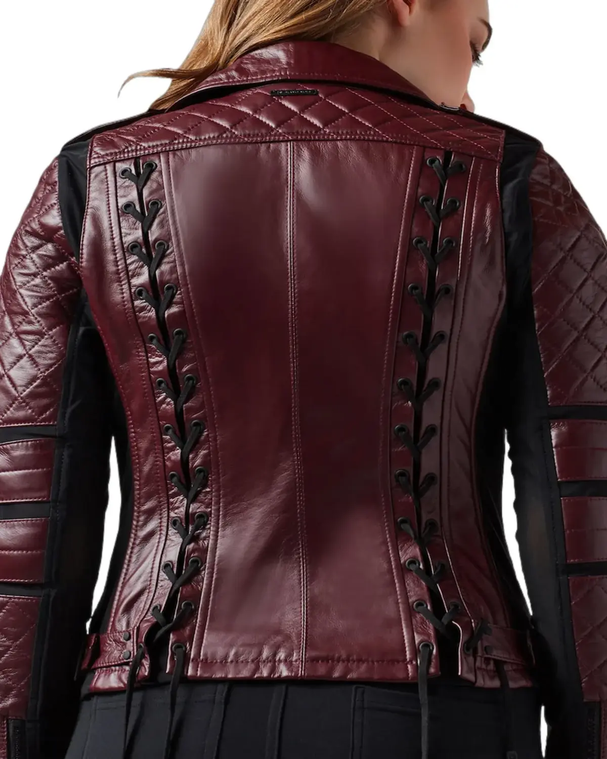 Womens Vintage Maroon Biker Leather Jacket