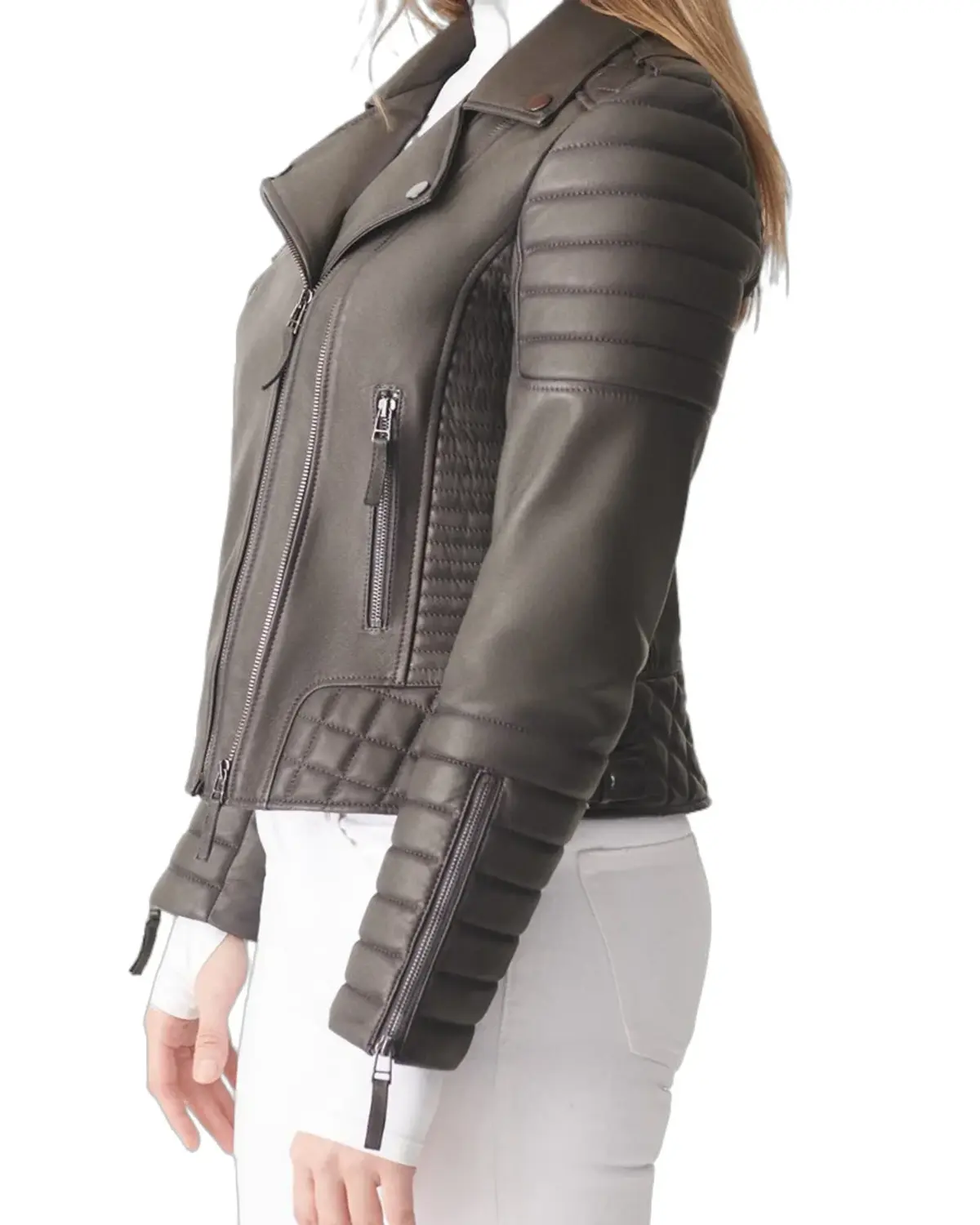 Womens Padded Black Biker Leather Jacket | Elite Jacket