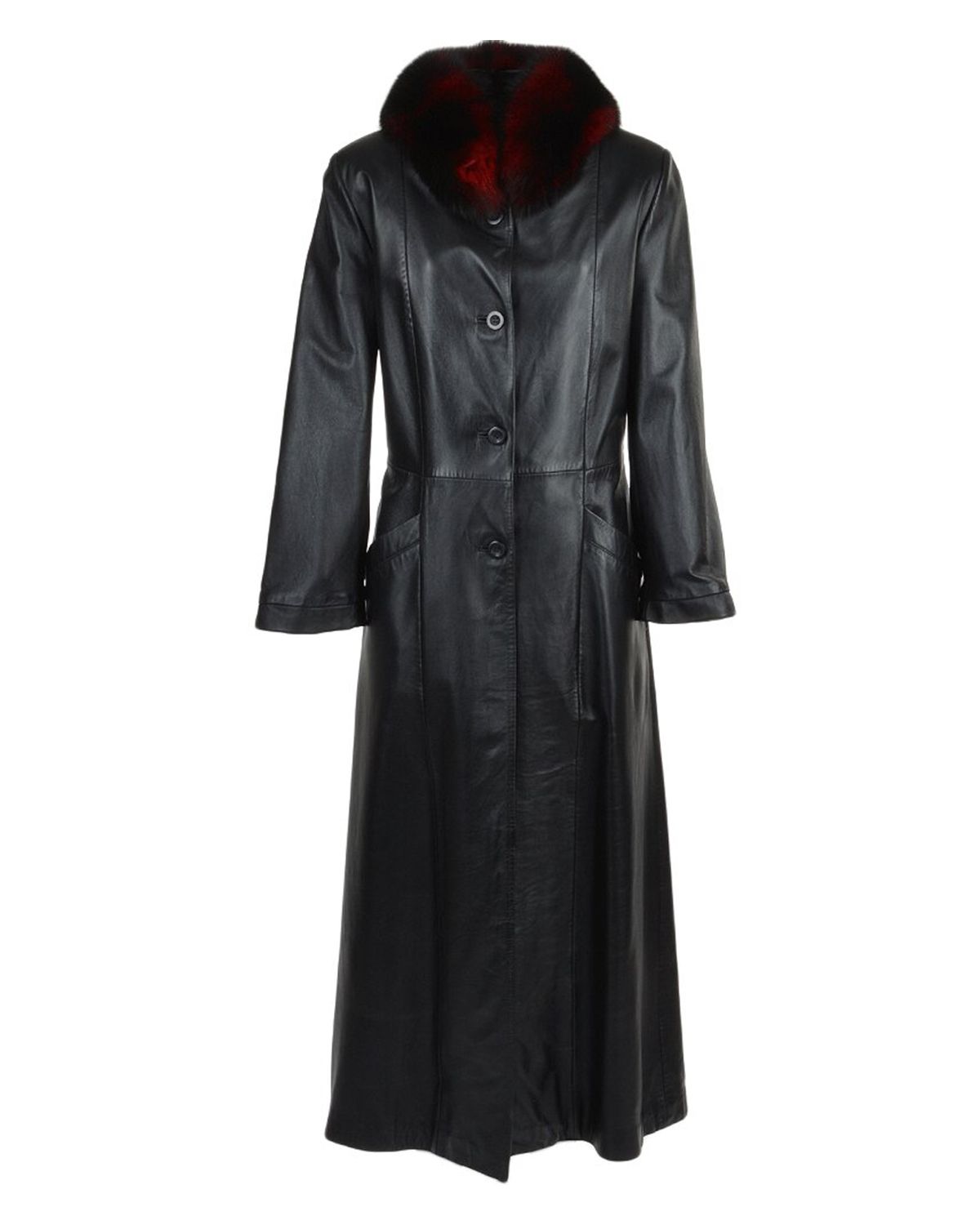 Womens Long Length Black Leather Trench Coat | Elite Jacket 