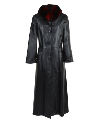Elite Women's Long Length Real Leather Trench Coat