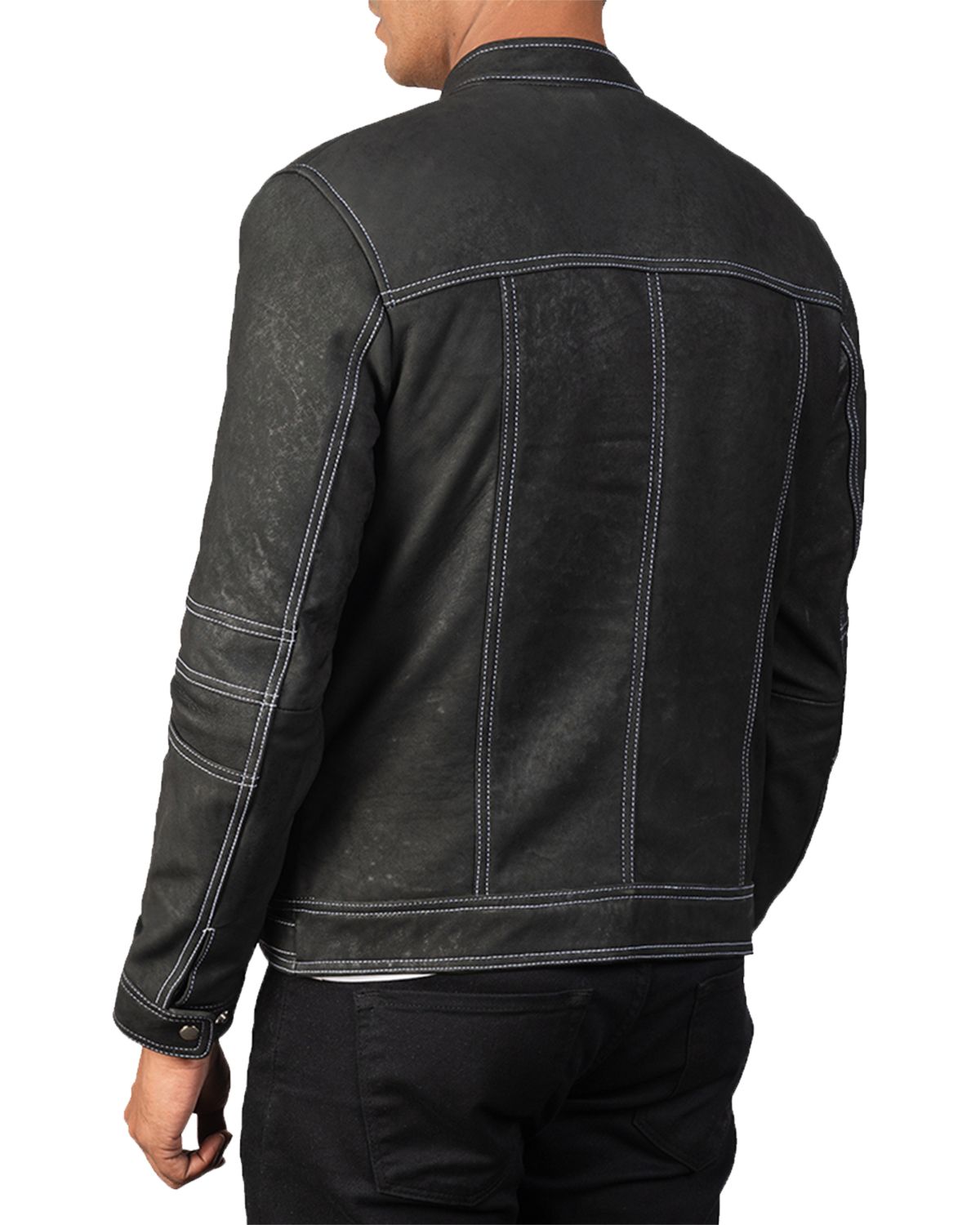Elite Men's Distressed Black Biker Leather Jacket