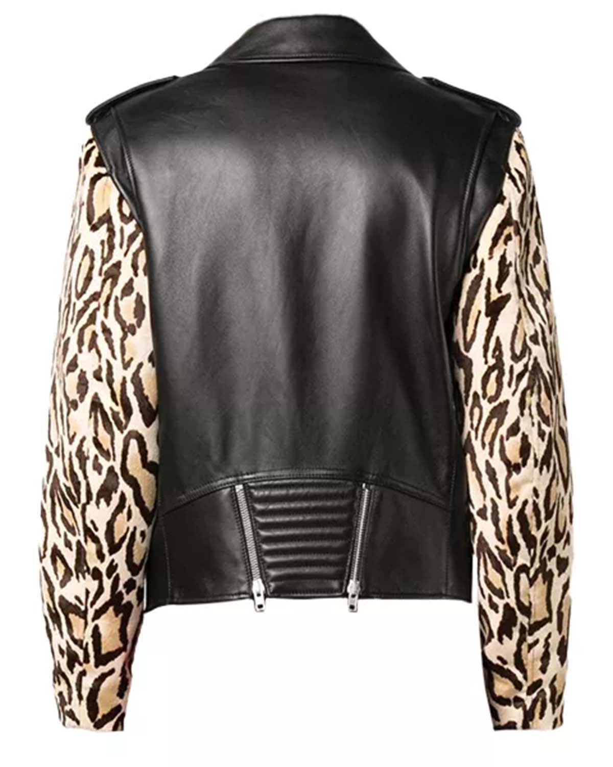 Elite Mens Leopard Print Biker Leather Jacket