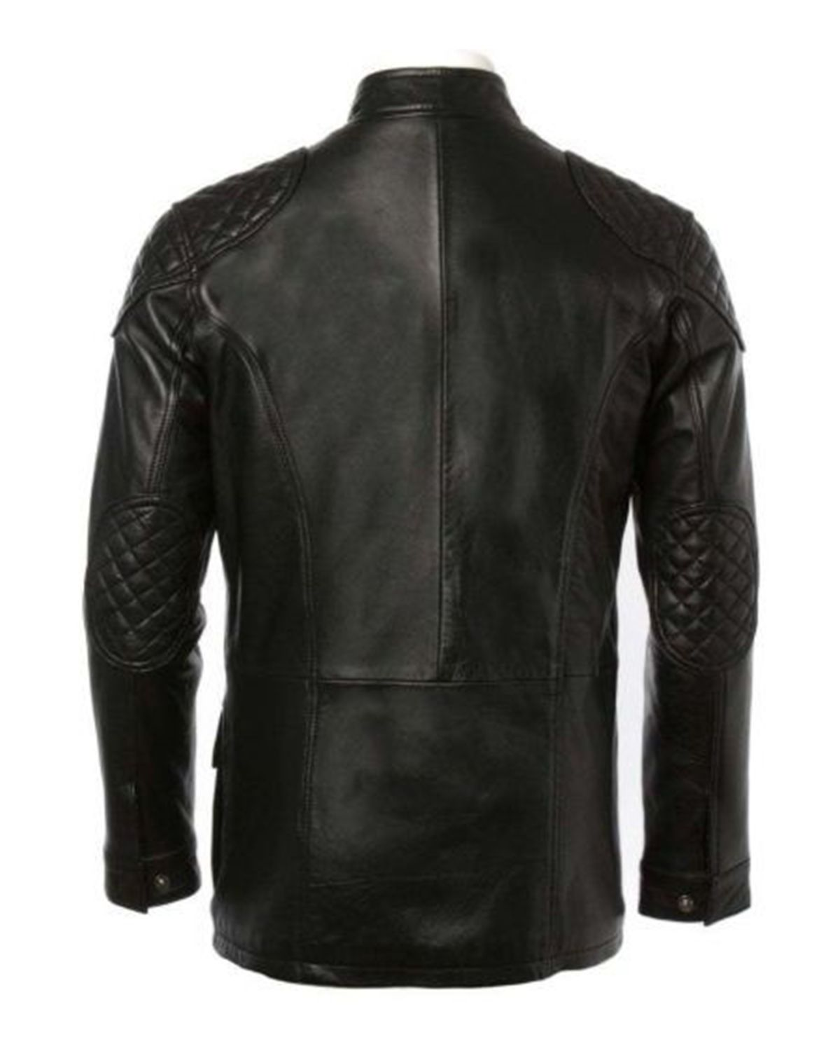 Elite Men's Four Pocket Cafe Racer Long Hip Length Leather Jacket