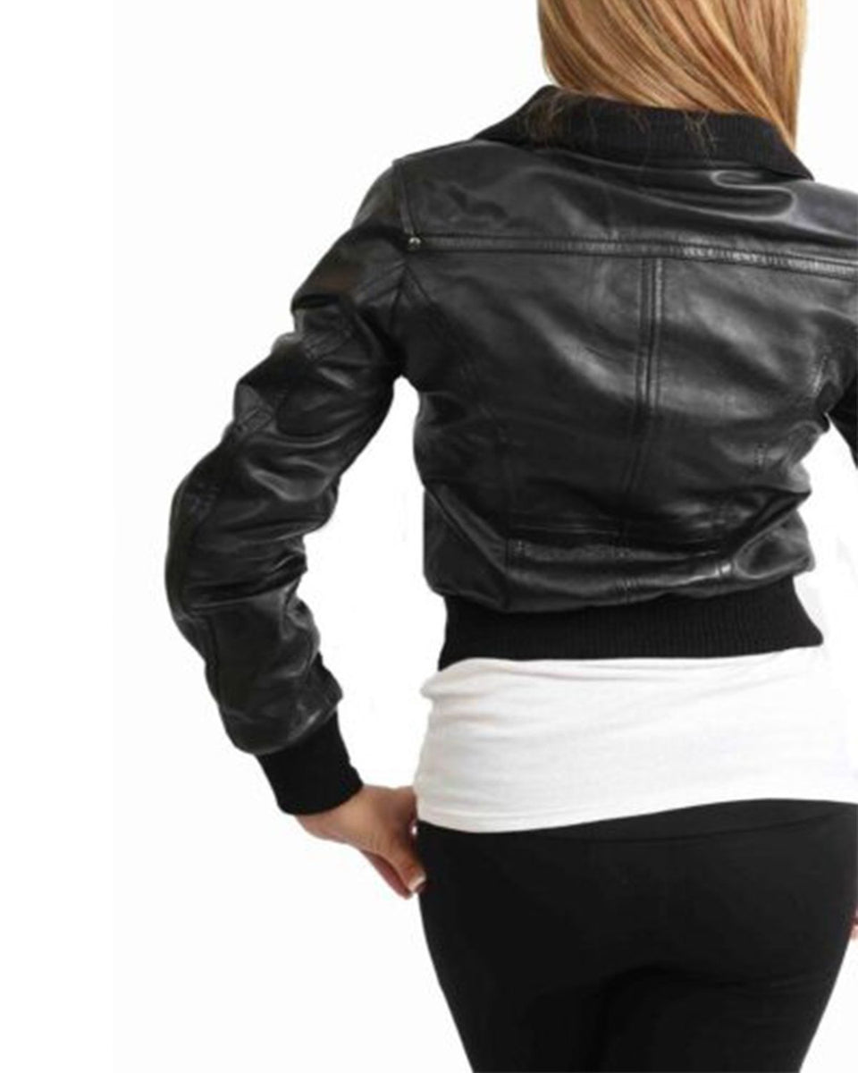 Classic Real Bomber Leather Jacket For Women | Elite Jacket