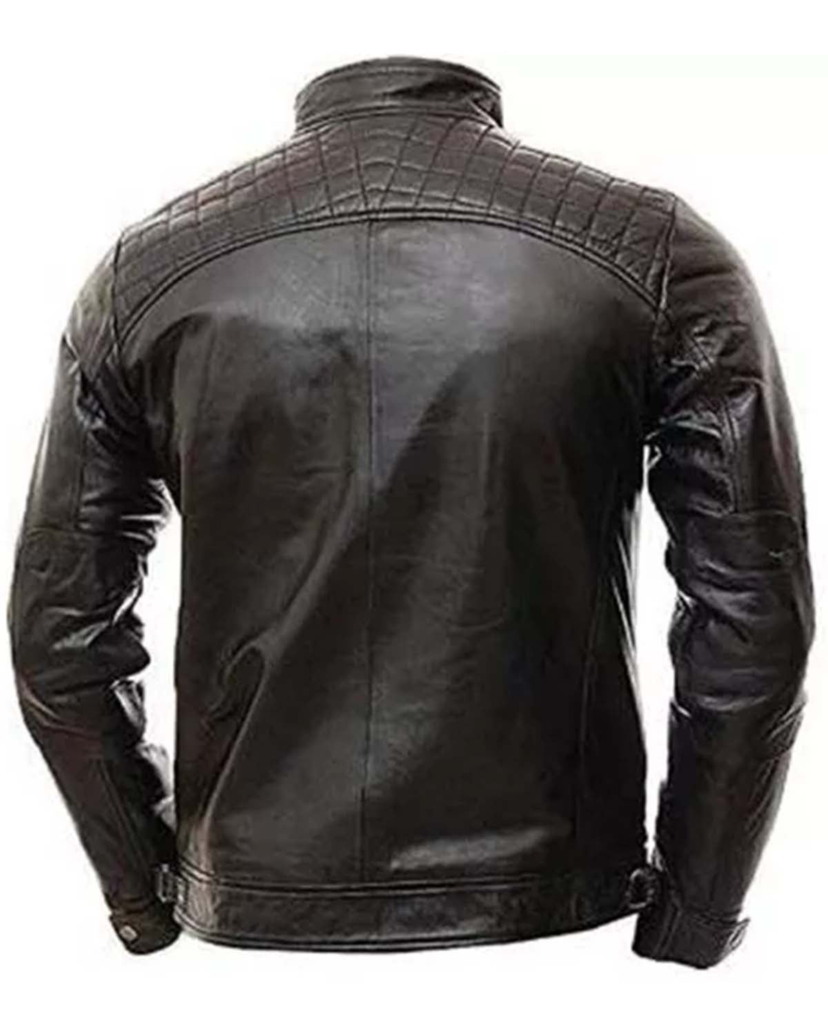 Elite Mens Black Quilted Leather Jacket