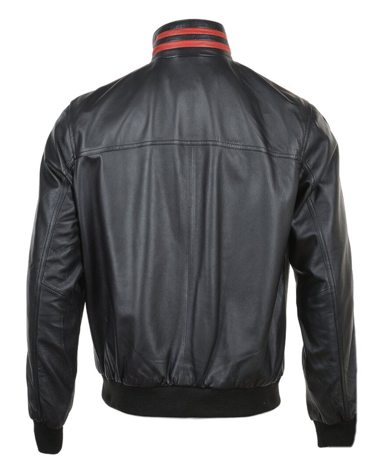 Elite Men's Striped Collar Leather Bomber Jacket