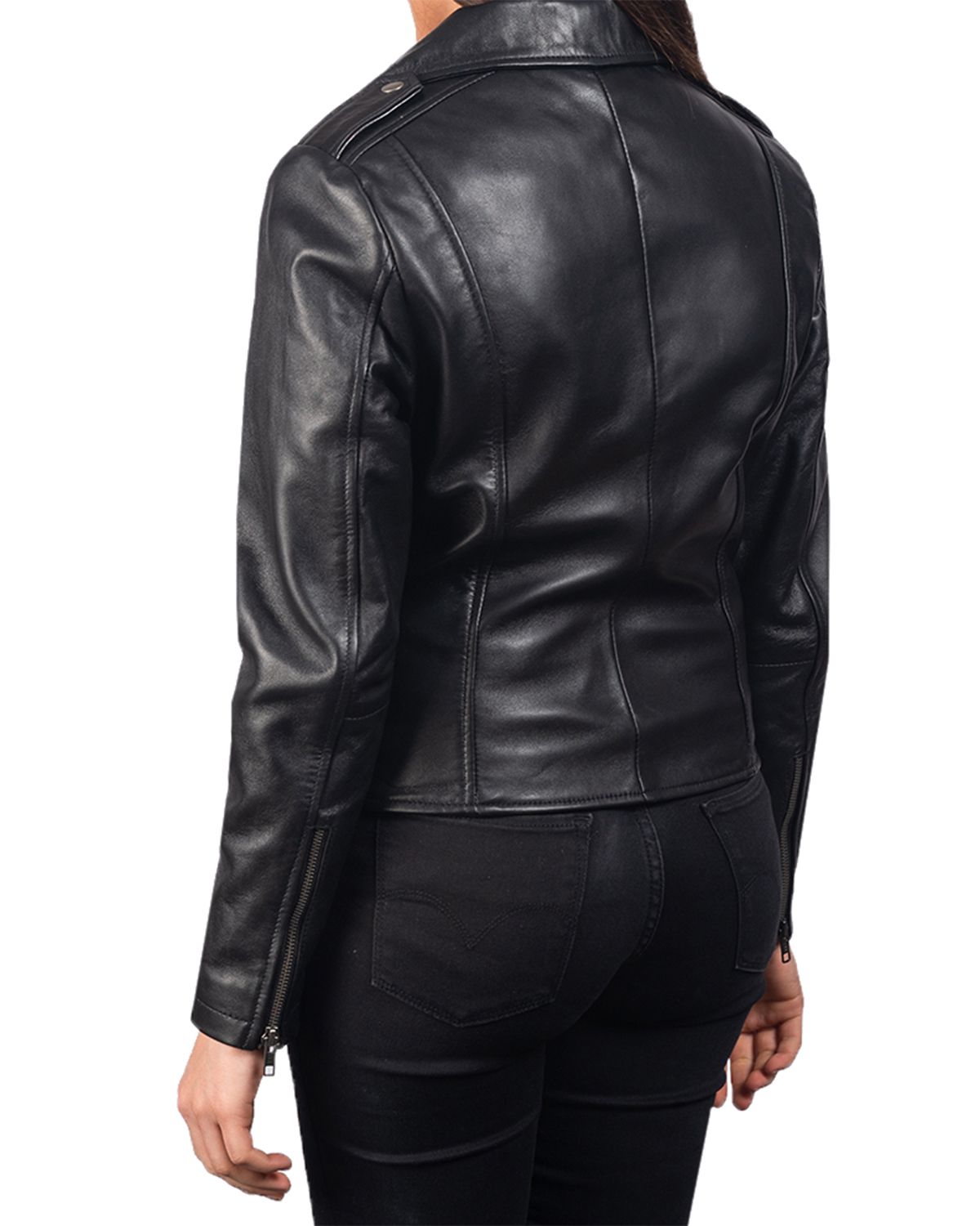 Elite Women's Notch Collar Stylish Biker Leather Jacket