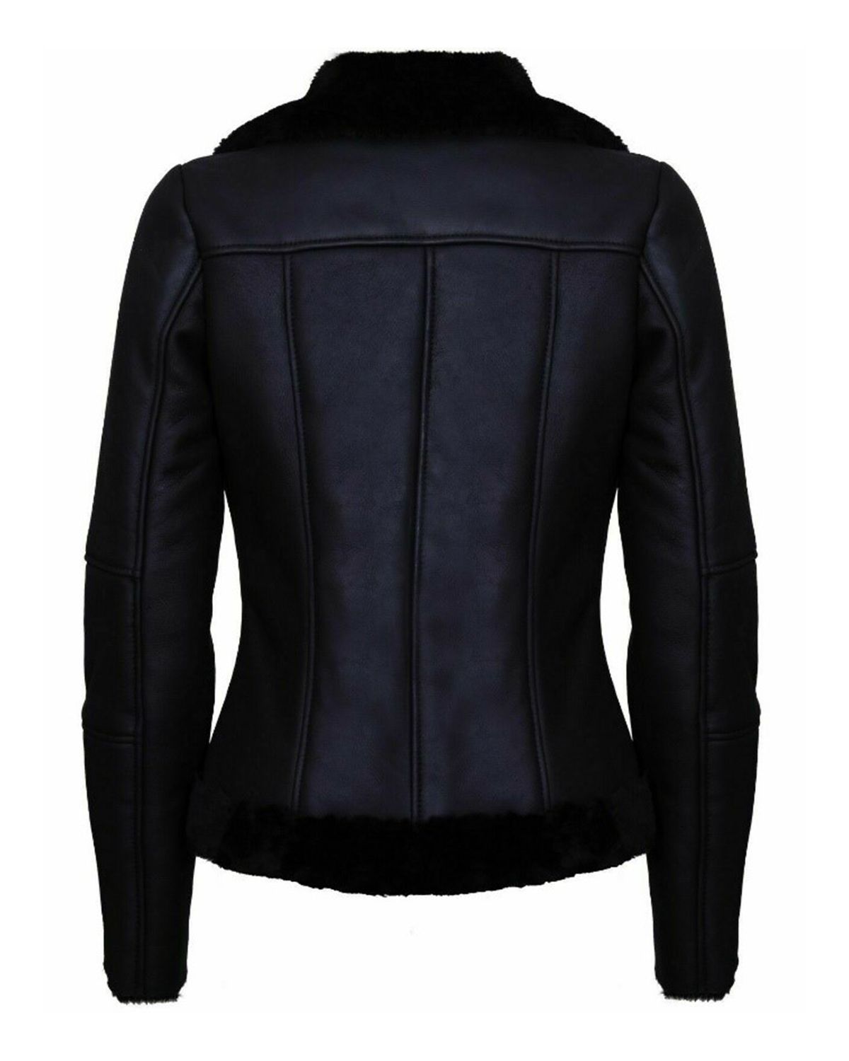 Fur Collar Black Biker Aviator Style Leather Jacket | Elite Jacket