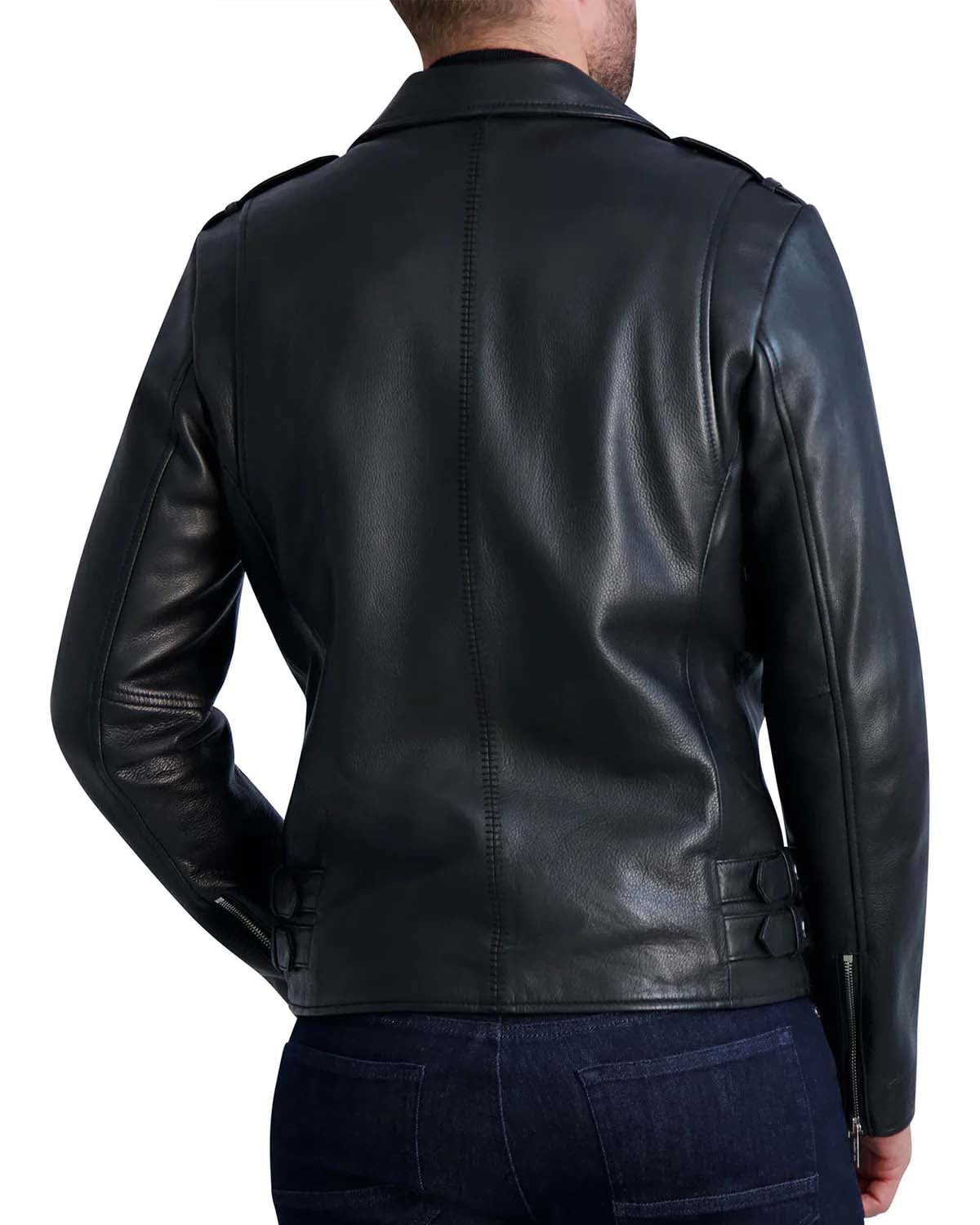 Mens Jet Black Slimfit Biker Leather Jacket | Elite Jacket