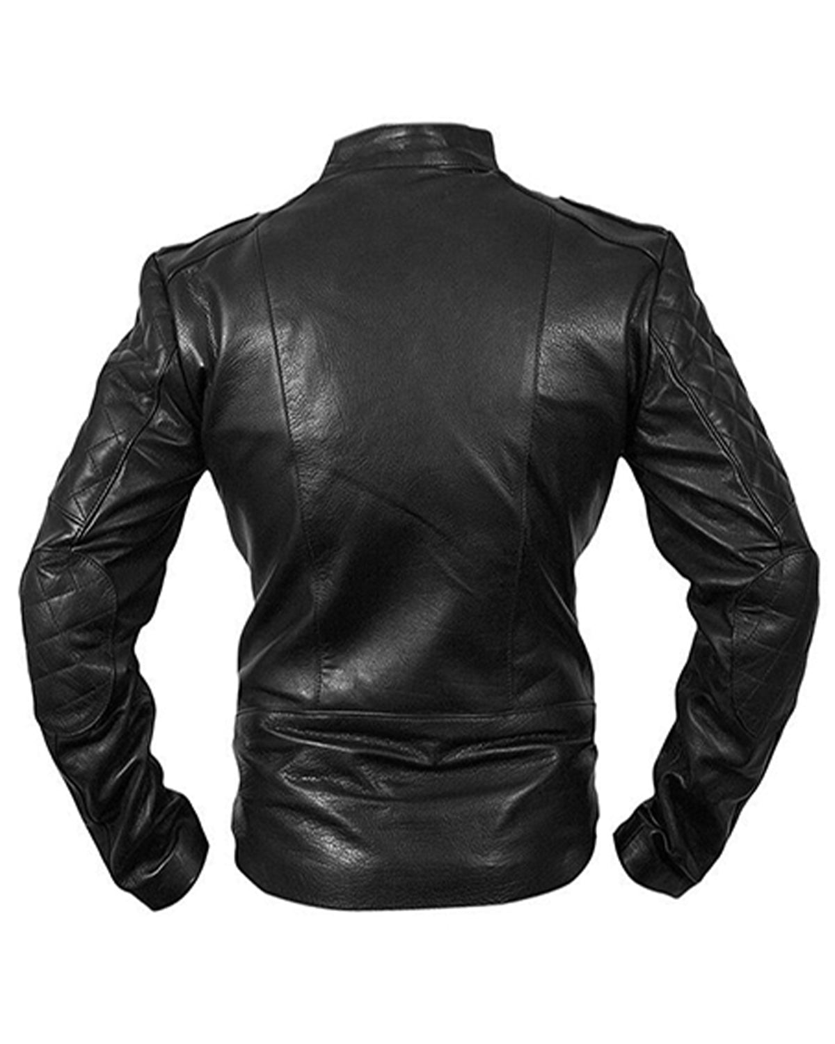 Biker Mens Motorcycle Black Quilted Leather Jacket on Sale