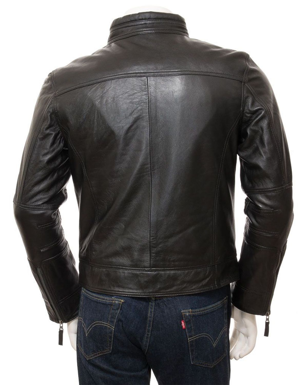 Elite Men's Black Cafe Racer Motorcycle Leather Jacket