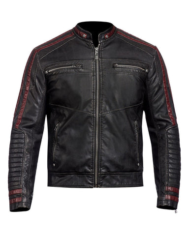 Elite Mens Stylish Black Biker Real Leather Jacket