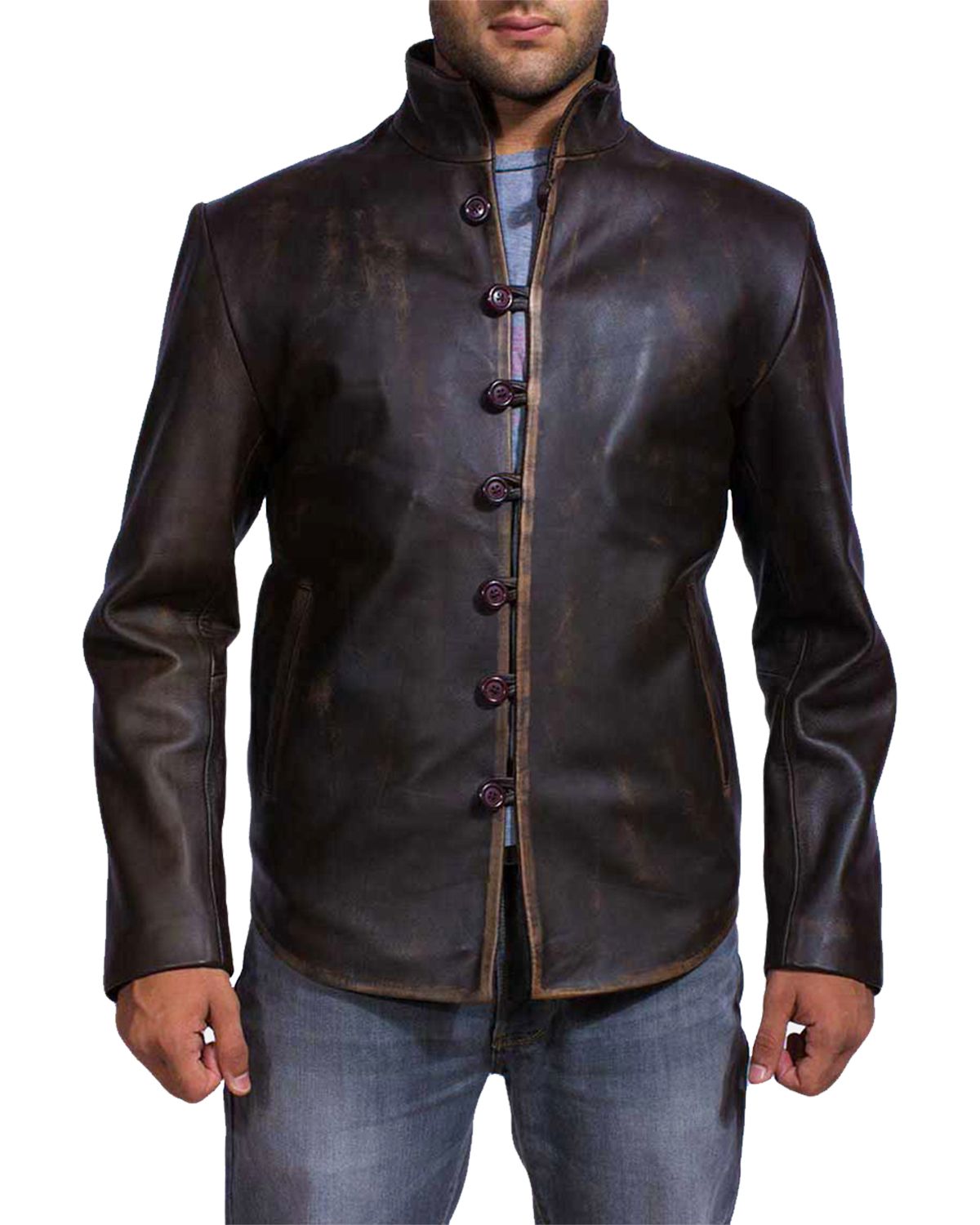 Elite Men's Distressed Darkish Brown Biker Style Leather Jacket