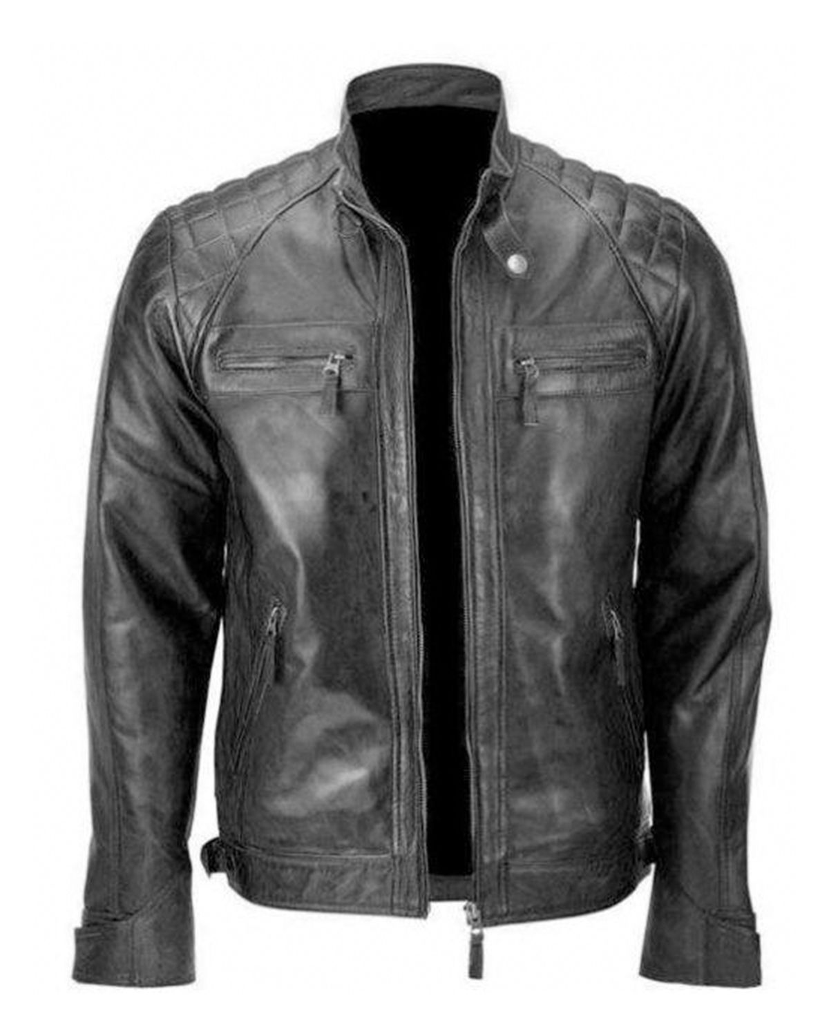 Elite Men's Distressed Black Skull Rider Leather Jacket