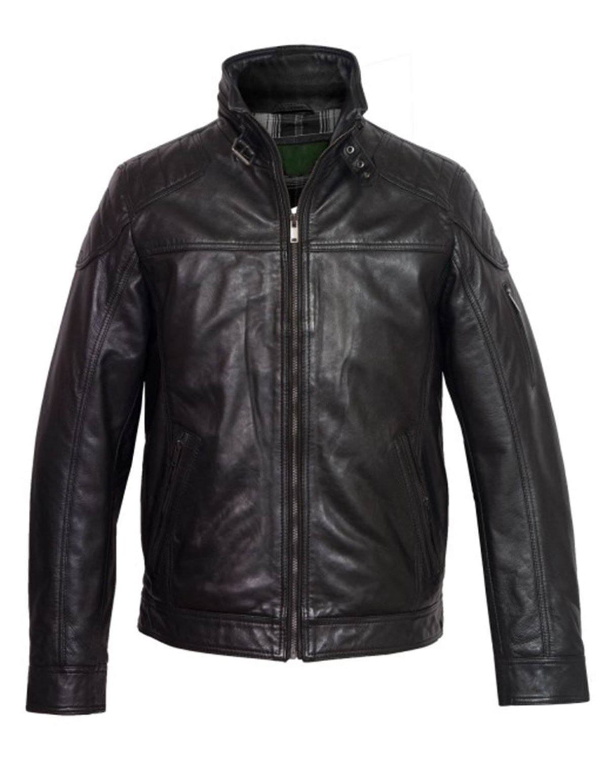 Elite Mens Genuine Leather Motorcycle Black Jacket