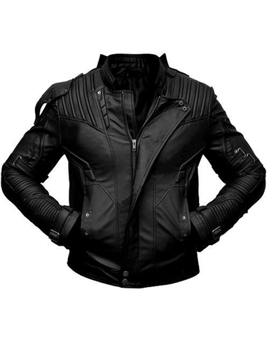 Elite Men's Black Short Collar Biker Genuine Sheepskin Leather Jacket