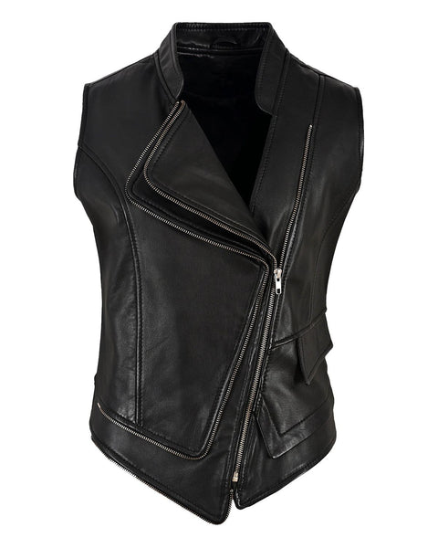 Real Sheep Skin Leather Biker Zip Up Jacket - Polyester lining popular Inside - Size XS