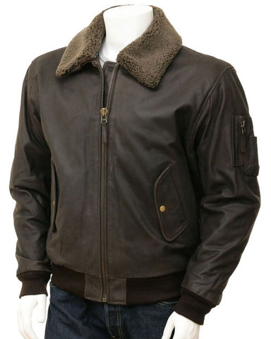 Elite Men's Detachable Collar Aviator Leather Jacket