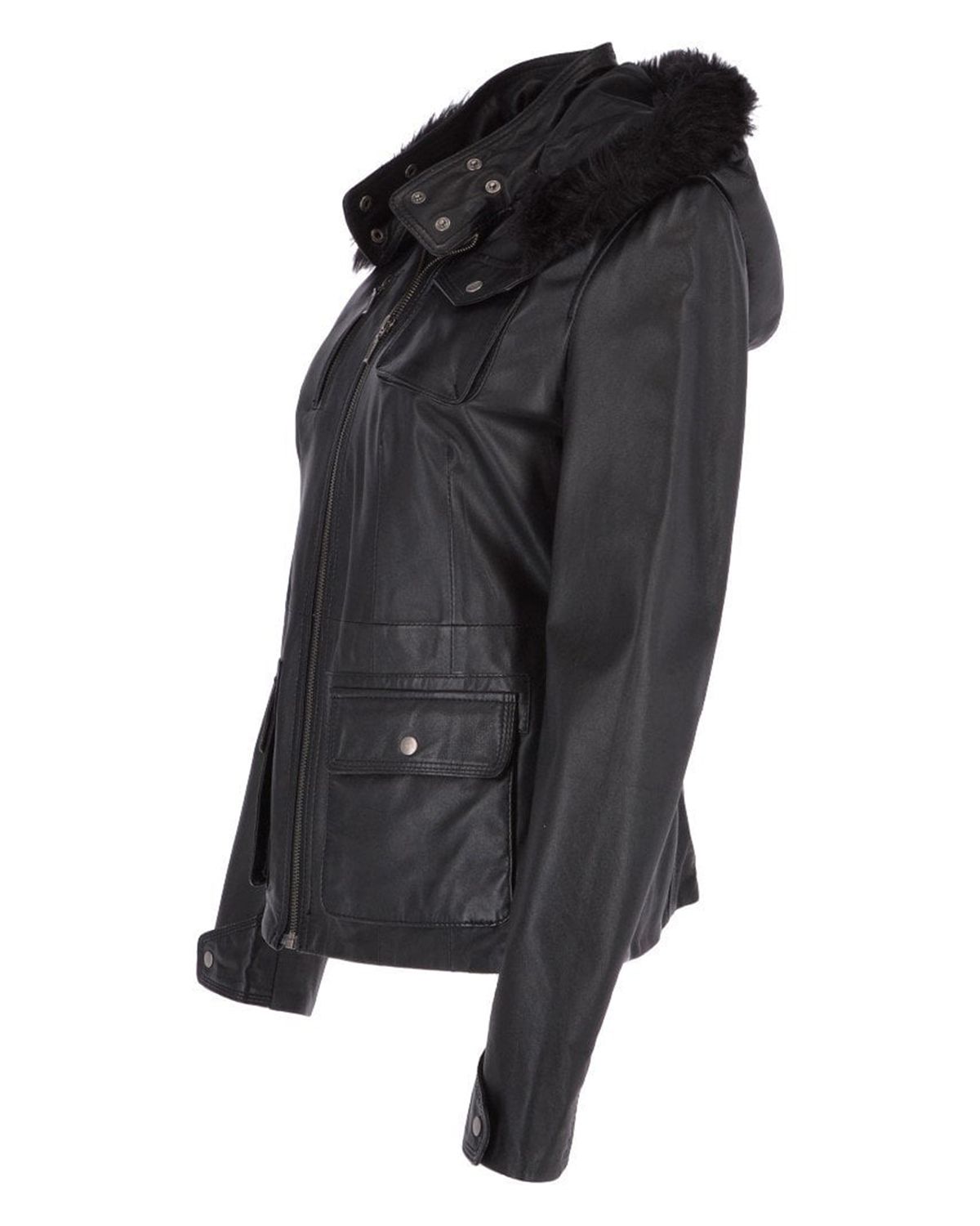 Bikers Sheepskin Leather Jacket With Fur Hood | Elite Jacket