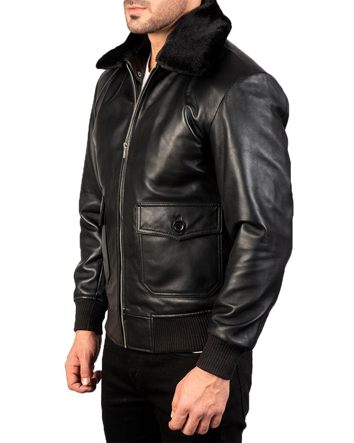 G-1 Bomber Brown Leather Jacket With White Fur | Elite Jacket