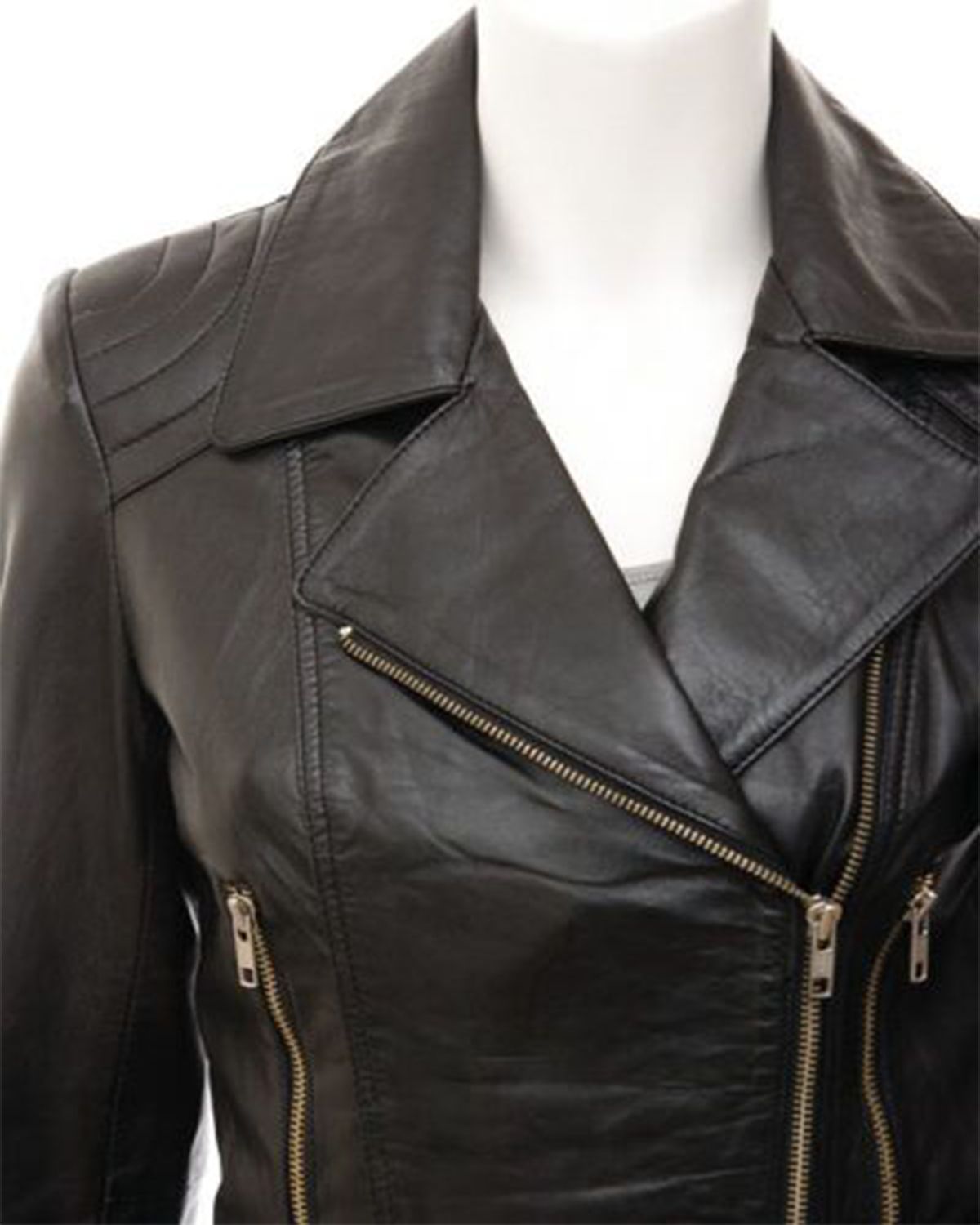 Women's Long Black Leather Biker Leather Jacket | Elite Jacket