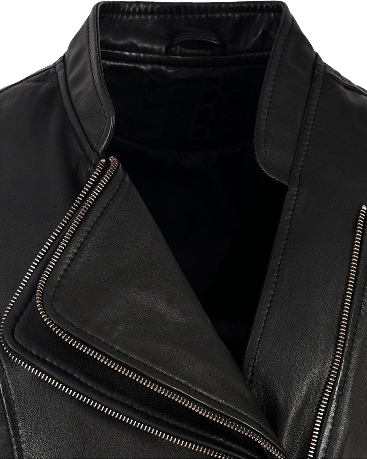 Womens Black Real Sheepskin Leather Biker Vest | Elite Jacket