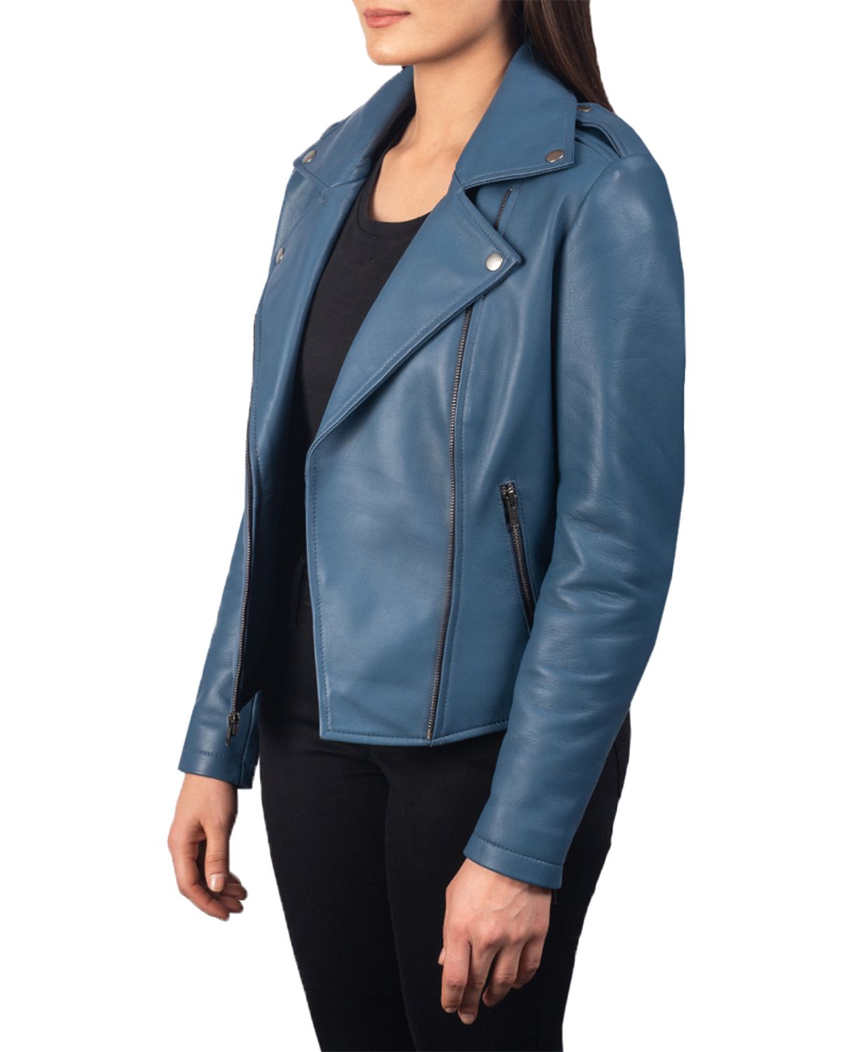 Notch Collar Stylish Biker Leather Jacket For Women | Elite Jacket
