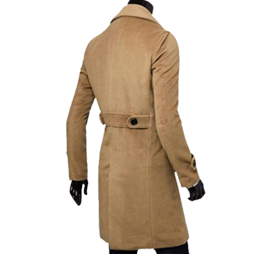 Mens Double Wool Blend Trench Coat In Brown Color | Elite Jacket
