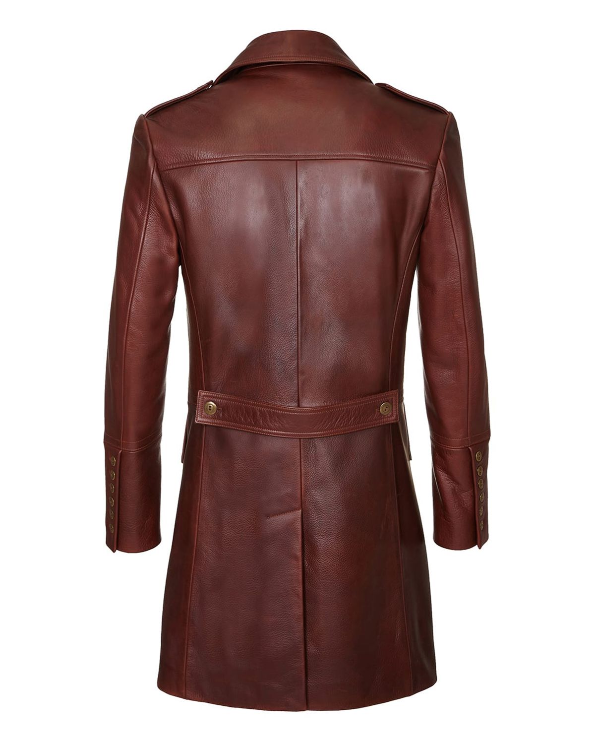 Military Style Dark Brown Sheepskin Leather Coat | Elite Jacket