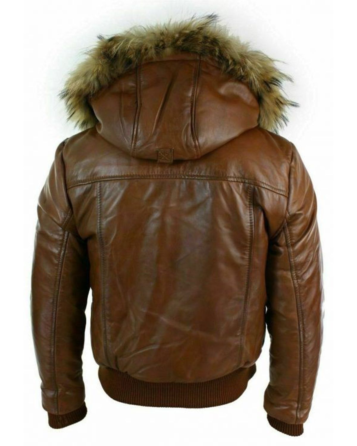 Elite Men's Puffer Hooded Bomber Leather Jacket