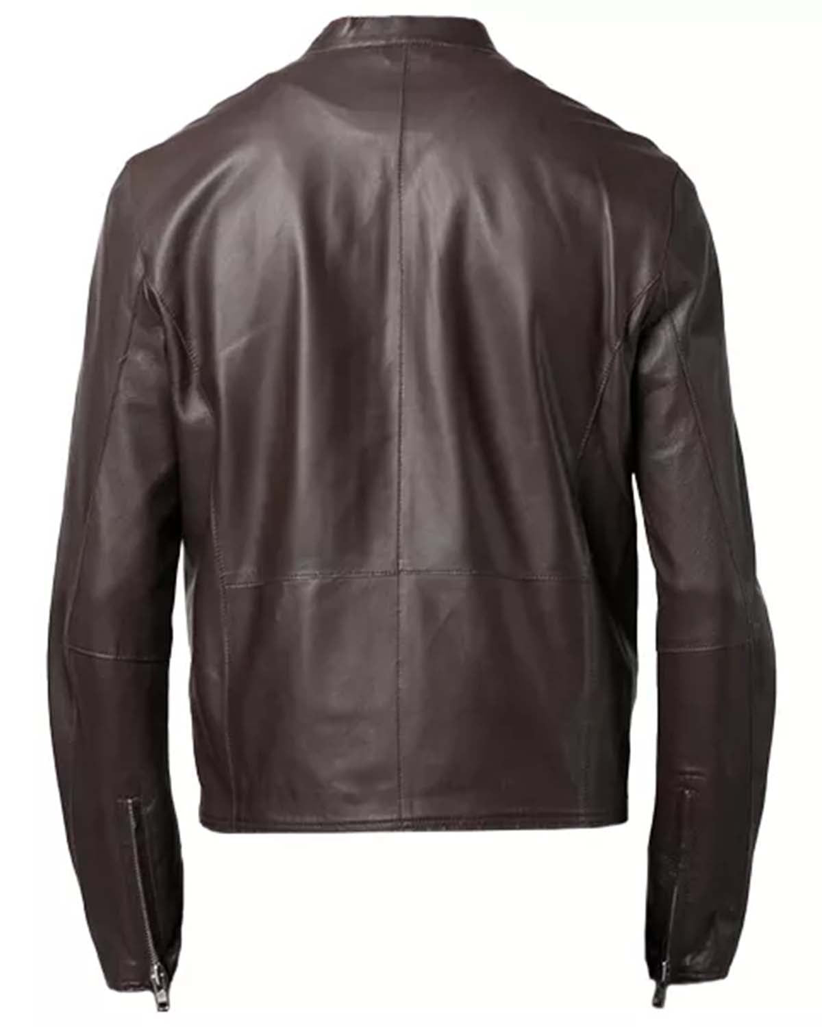 Elite Mens Plain Brown Leather Jacket