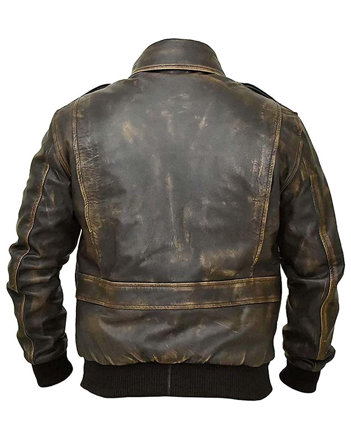 Elite A2 Distressed Aviator Bomber Brown Leather Jacket