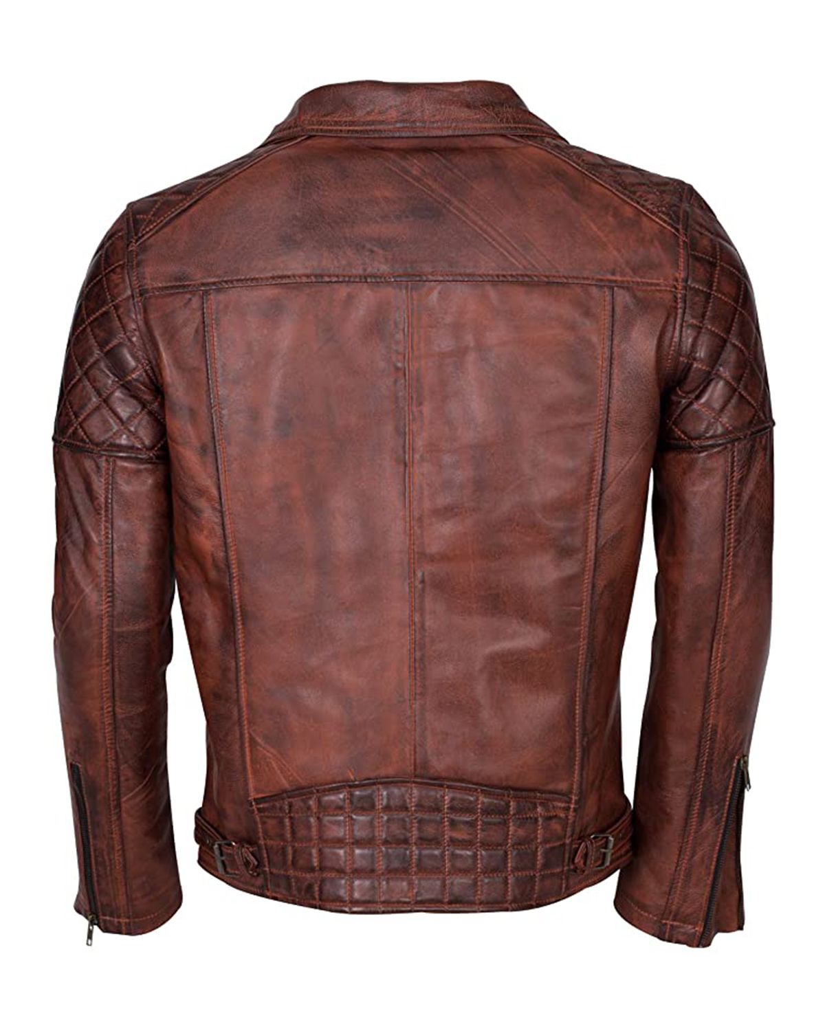 Elite Men's Distressed Brown Brando Biker Genuine Sheepskin Leather Jacket