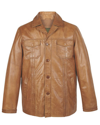 Elite Mens Brown Tan Leather Jacket