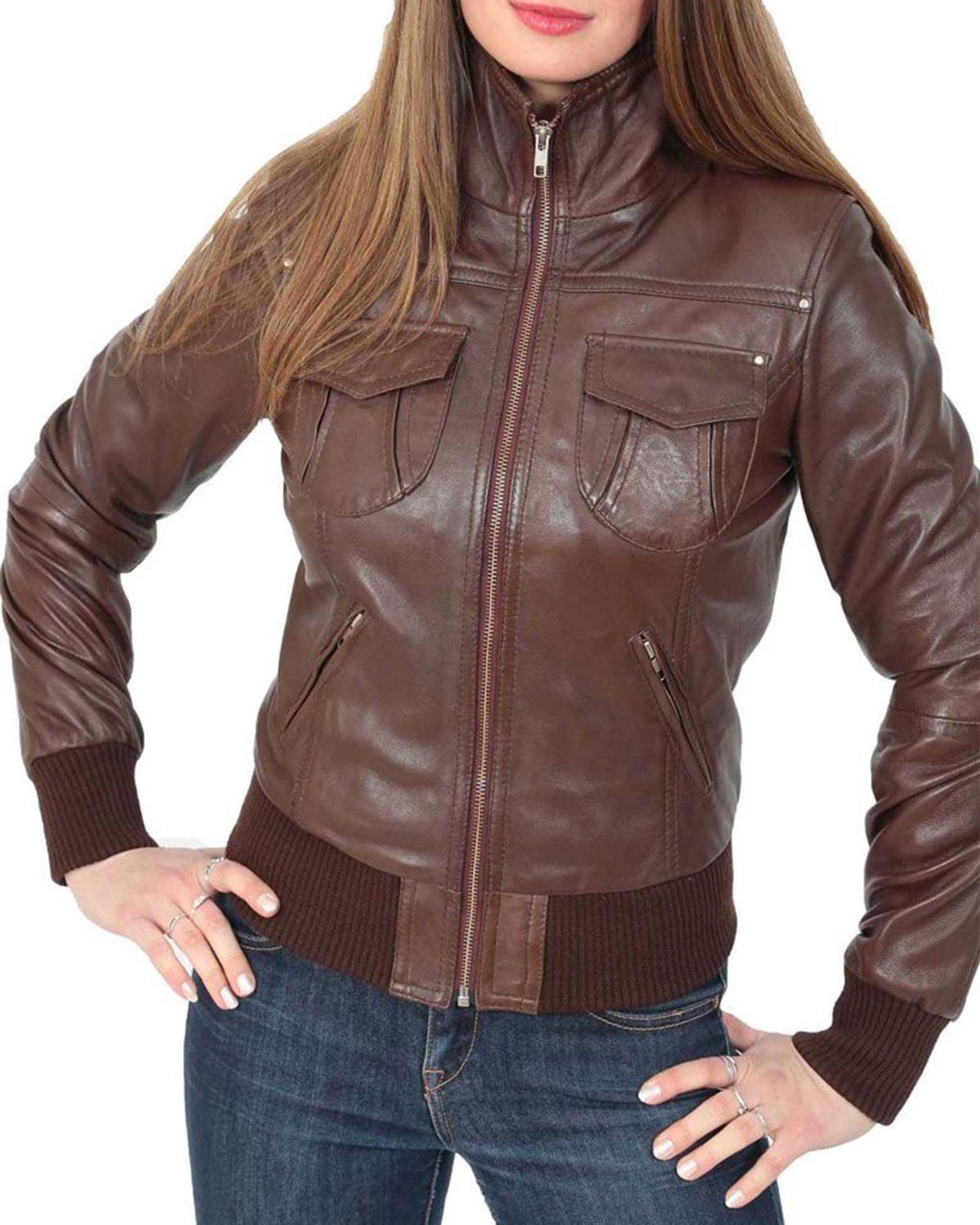 Classic Real Bomber Leather Jacket For Women | Elite Jacket