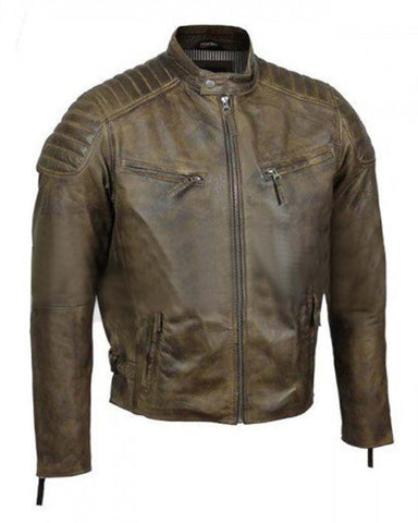 Winters Antique Urban Washed Brown Motorcycle Jacket For Mens