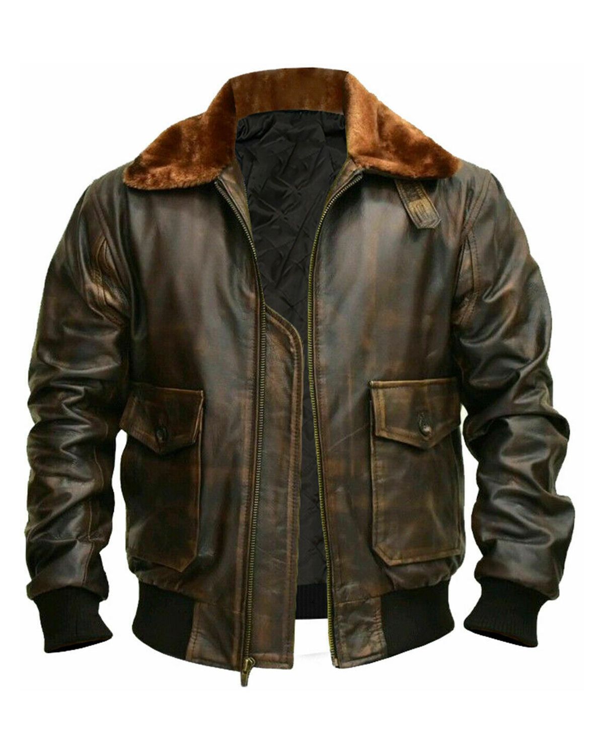 Elite Men's Distressed Brown G1 Aviator A2 Bomber Leather Jacket