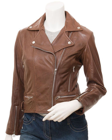 Womens Brown Bikers Genuine Leather Jacket | Elite Jacket