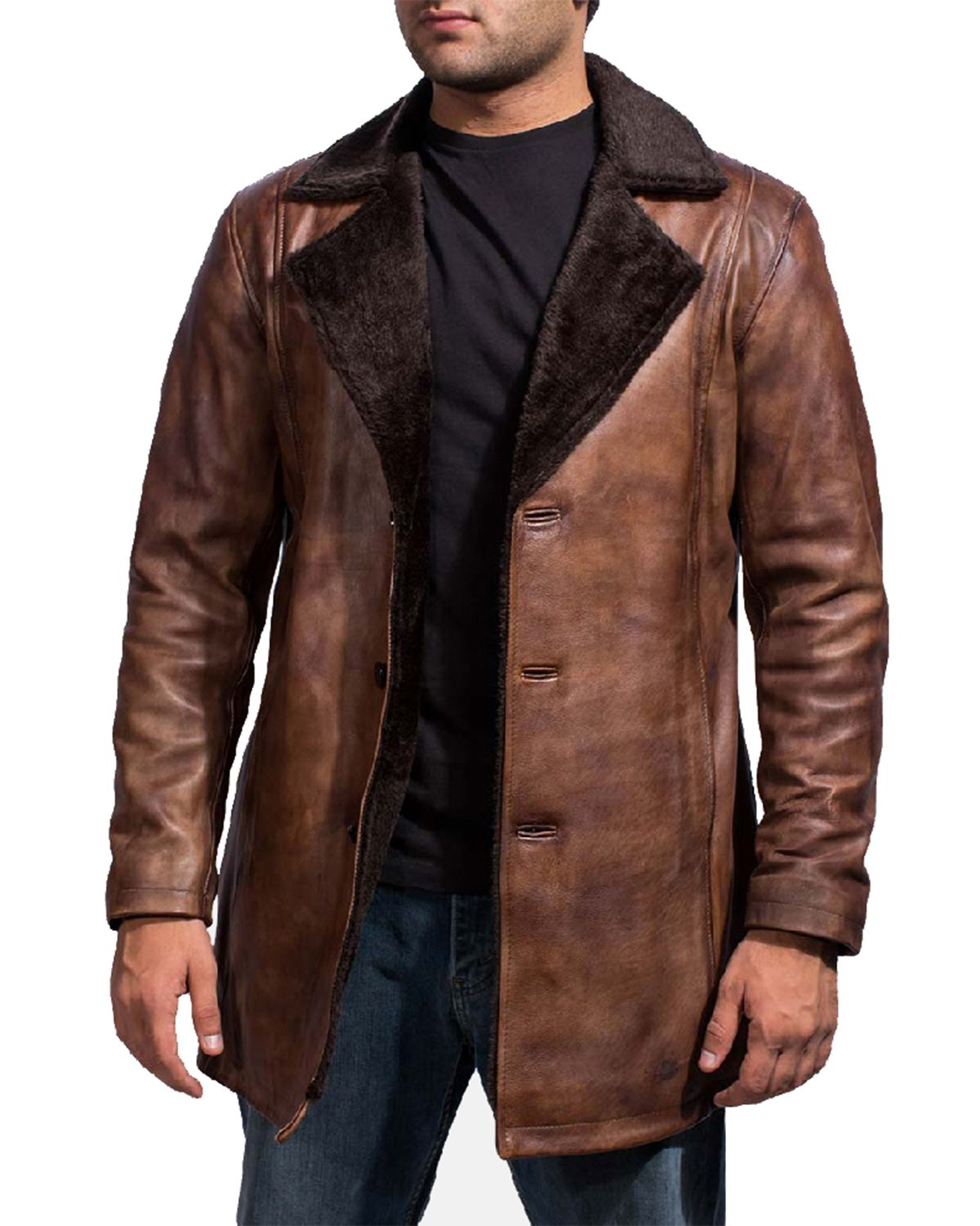 Elite Men's Distressed Brown Fur Coat