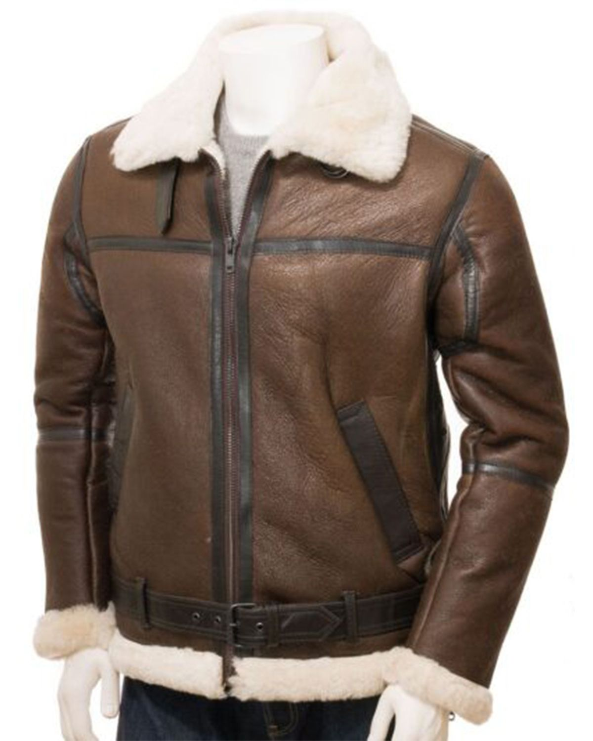 Elite Brown Men's Aviator Real Leather Jacket